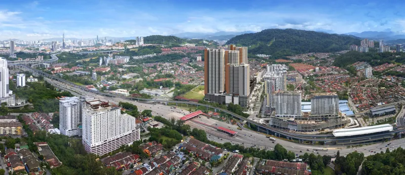 Aerial view of Emerald 9 and the surrounding Taman Suntex neighbourhood in Cheras
